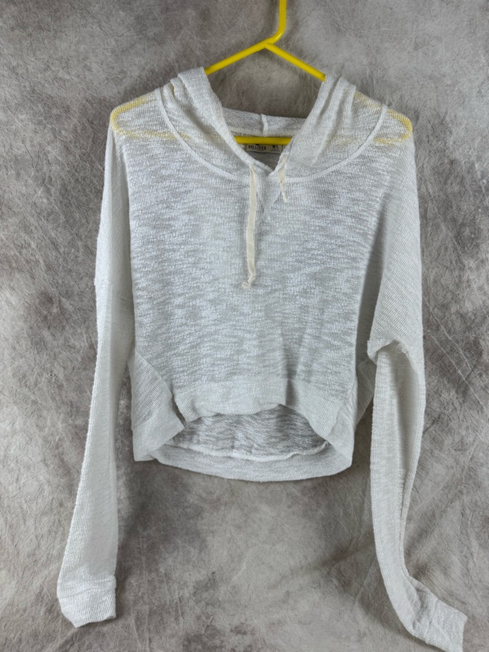Hollister white Cropped Hooded Sweatshirt Mesh
